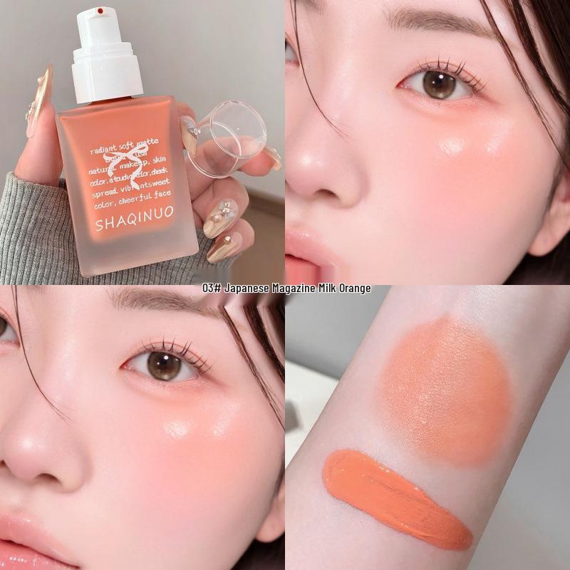 

Shaqinuo Natural Matte Liquid Blush - Light, Thin, Enhances Complexion, Low Saturation Rouge.