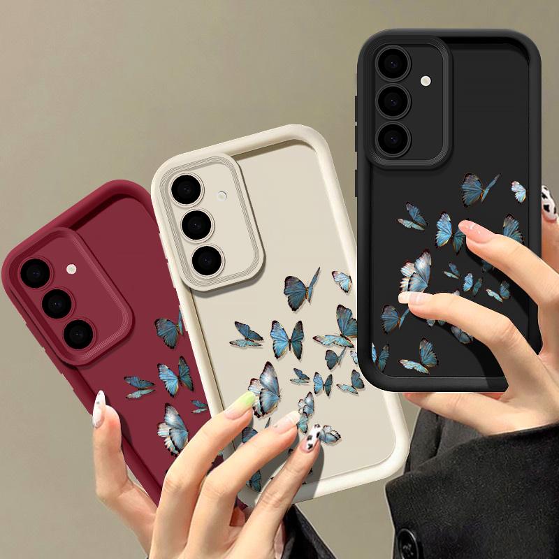 

Модный чехол с бабочкой для Samsung S24 S22 Ultra Plus S23 S21 S20 Fe A55 A54 A53 A52 A34 A15 5g противоударный силиконовый мягкий чехол Samsung S24 кофейный