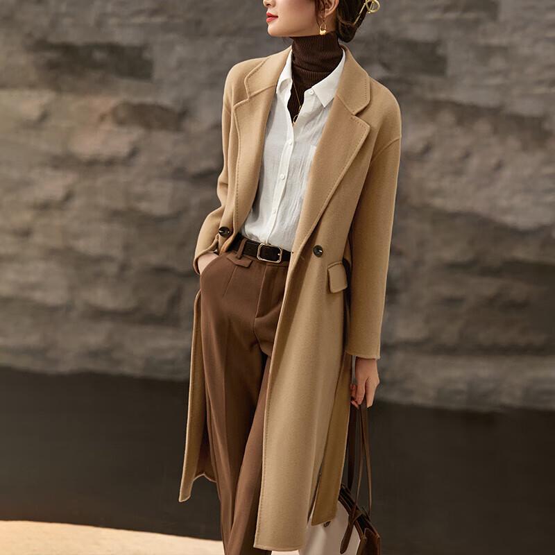 Women's Elegant Double-faced 100% Wool Mid-Length Coat