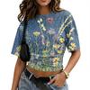 Women Round Neck Pullover Short Sleeve T Shirt Floral Print Loose Fit Casual Top for Daily Wear Lightweight Breathable Fabric