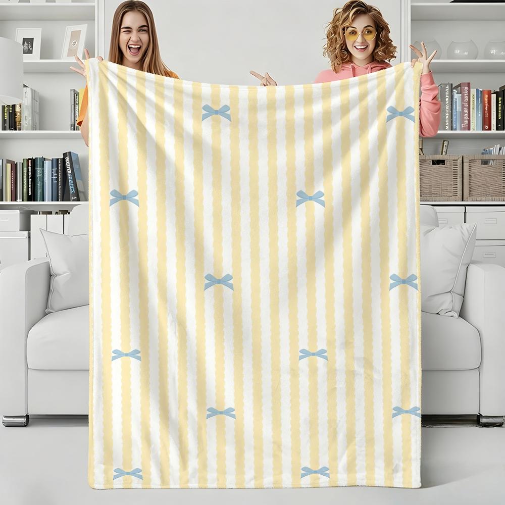 Decor B-Bowknots Throw Flannel Blanket Perfect for Sofa Office Bed Travel Sleep Read Relax Camping four season use