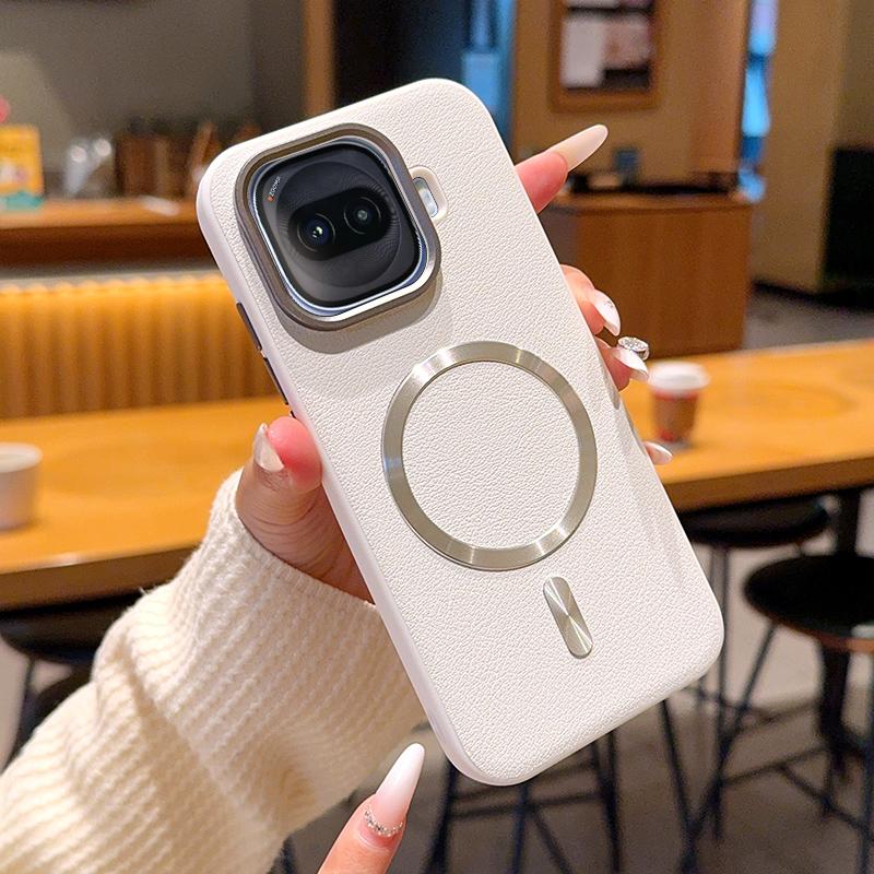 For Vivo iQOO Z11 Turbo Case Magnetic CD Pattern PU Leather Metal Camera Lens Frame Cover for VIVO iQOO Z 11 Turbo Vivo iQOO Z11 Turbo