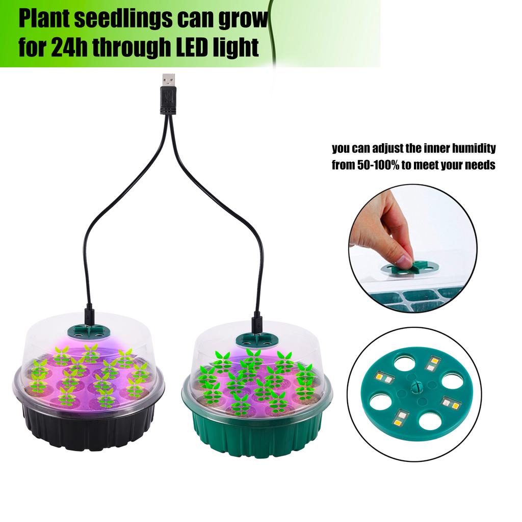 Plants LED Growing Light Germination Box Seed Starter Seedling Tray Nursery Planter Gardening Adjustable Ventilation Cultivation