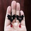 Gothic Vampire Bat Punk Earrings for Women Man Fashion Witch Jewelry Accessories Red Crystal Vintage Bat Pendant Ear Hooks