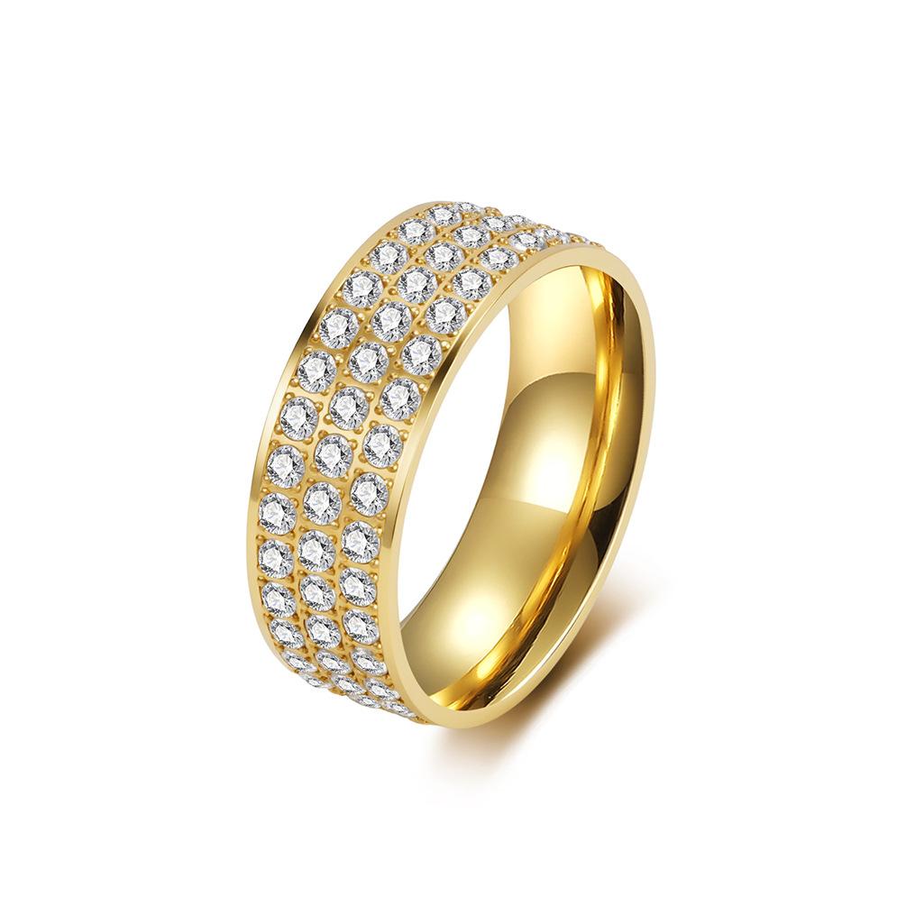 Style European and American Popular Jewelry Three Rows Full of Diamond Rings Men and Women Light Luxury Fashion High Sense Index Finger Ring 2026