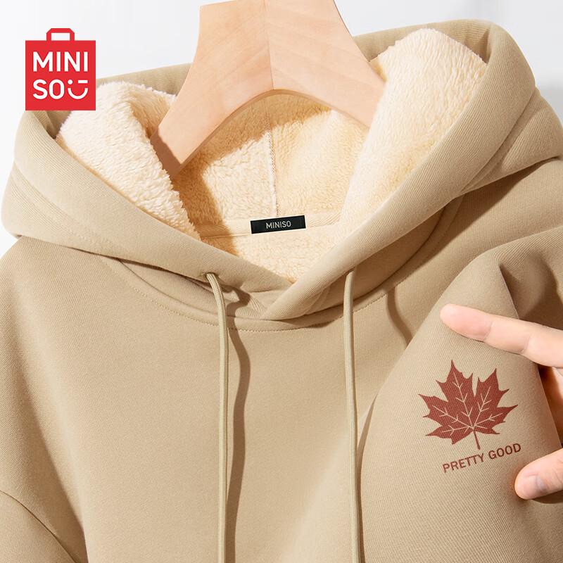 

MINISO Men s Lamb Fleece Hooded Pullover Sweatshirt L