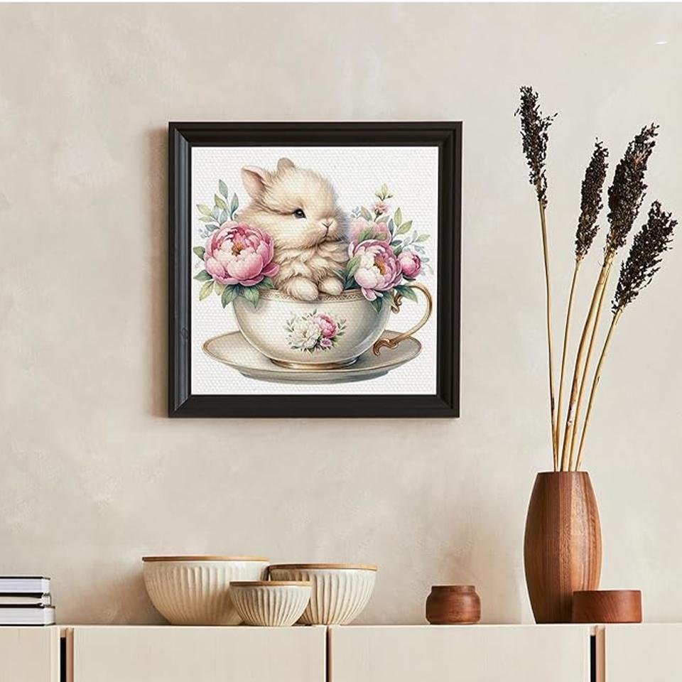 5D DIY Diamond Painted Kit Colorful Flower Tea Cup Handmade Cross Embroidery Dream Tea Pot Rose 2024 New Decoration Gifts