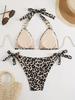 2025 Halter Leopard Print Triangle Bikini - European & American Style