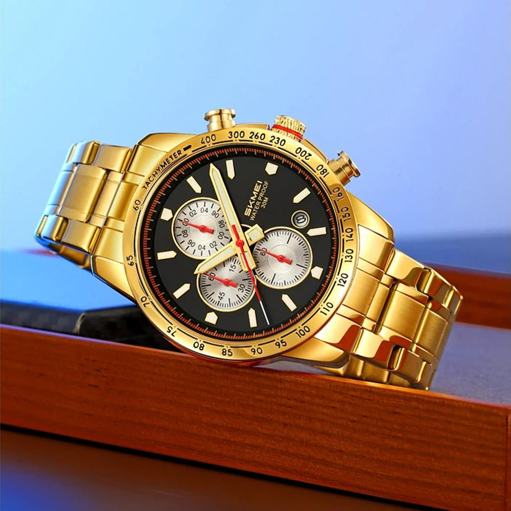 Luxury Men's Watches Stainless Steel Luminous Waterproof Men Wristwatch Chronograph Date Quartz Stylish Man Watch Reloj