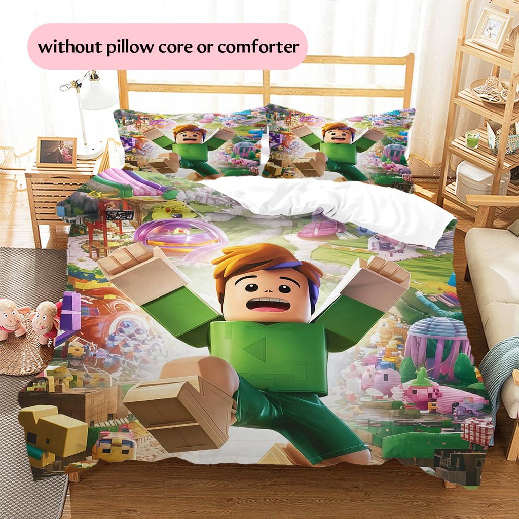 Roblox Pattern Bedding Quilt Set Home Decoration Gift (1 * duvet cover + 2 * pillowcase without core)