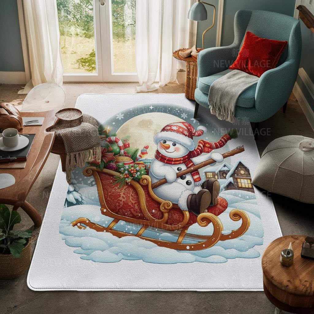 House Entrance Carpet Home Door Mat Living Room Bath Foot Bathroom Non-slip Water Absorption Rugs Bath Merry Christmas Winter