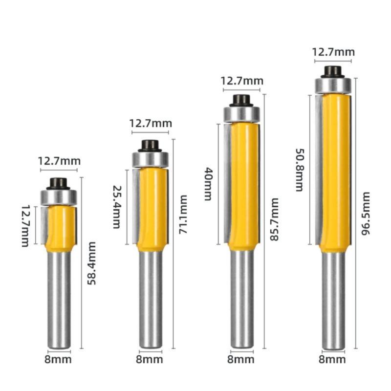 Long Lastingly Precise Flush Trim Router Bit Ball Bearing Design 8mm Shaft For Wood Trimming Woodworking And Carpentry