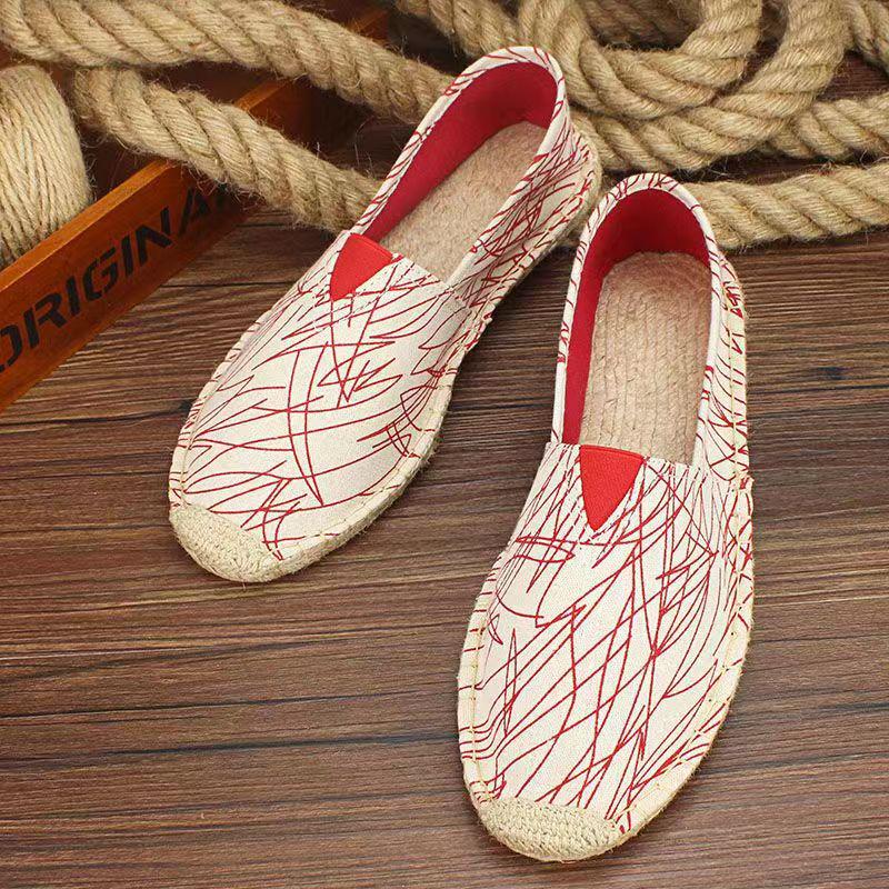 Summer Canvas Slip-On Espadrilles with Linen Sole - Casual Solid Color Hemp Rope Fisherman Shoes