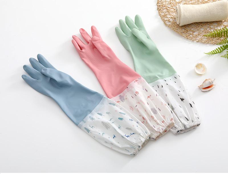 Damen-Robuste Wasserdichte Samtgefütterte Küchenhandschuhe für Hausarbeiten - Verdickt und Verlängert für Winterliches Geschirrspülen und Wäsche.