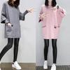 Neck Round Women Long Sleeve Solid Patchwork Hoodie Loose Sweatshirt Pocket