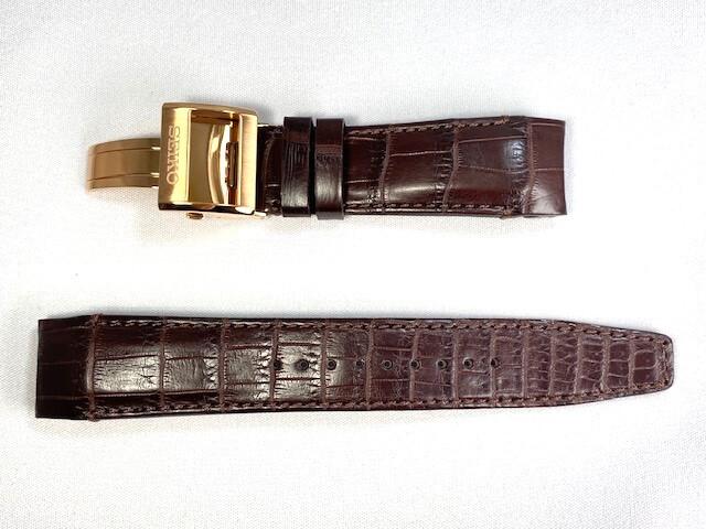 L0CK013P9 SEIKO Astron 22mm Leather Crocodile for and Other Models Strap, Brown, SBXB096/ 8X22-0AG0