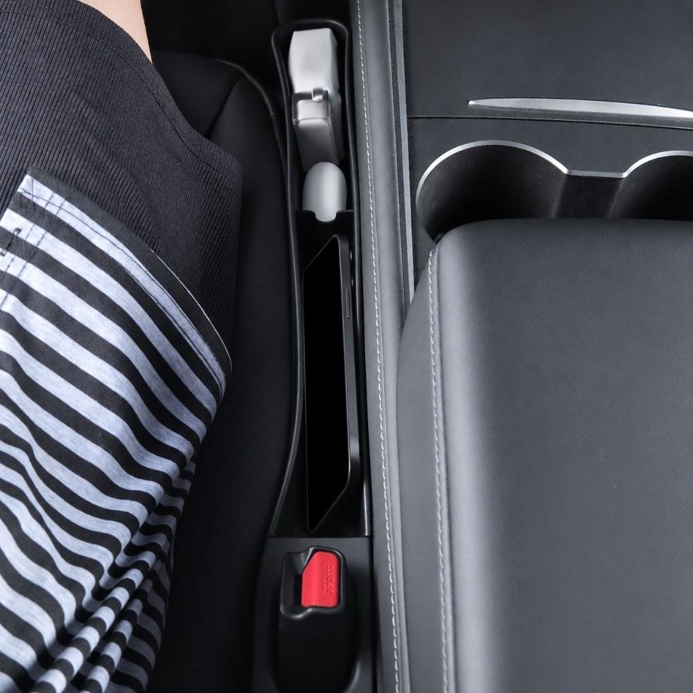 1 Pair Multifunctional Seat Crevice Organizer Black Car Crevice Filler Box For Tesla Model Y