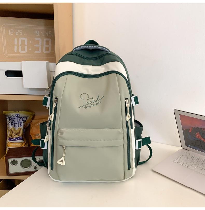 Schoolbag new trendy junior and senior high school student backpack, simple casual backpack, fashionable collegiate style patchwork color backpack,