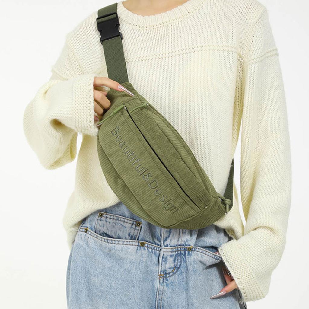 Fløyel midjeveske for kvinner brodert bokstav Fanny pack hoftevesker enkel skulder crossbody brystveske