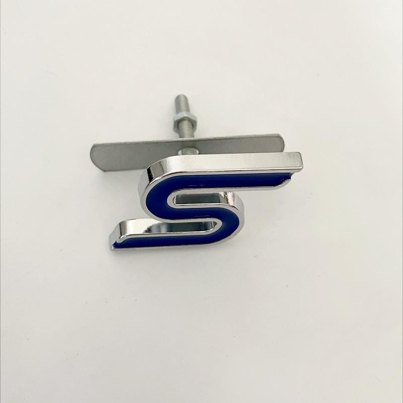 3D Metal S Logo Front Grille Emblem Badge Car Rear Trunk Stickers For Focus Fiesta Escape Ecosport Kuga Mondeo Accessories