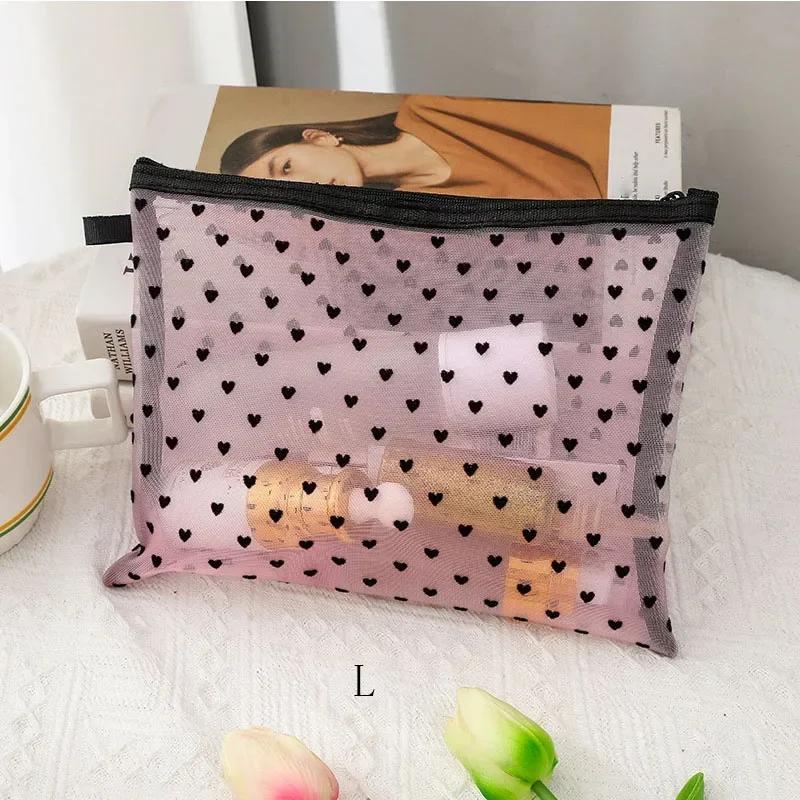 1pc Mesh Clear Cosmetic Bags Small Large Black Makeup Bag Women Travel Toiletry Organizer Lipstick Storage Pouch Pencil Case