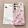 Pinke Frucht Kirsche Schmetterling Feder Textur Handyhülle für Samsung Galaxy S25 S24 S23 S22 S21 FE Plus Ultra Hülle Silikonabdeckung