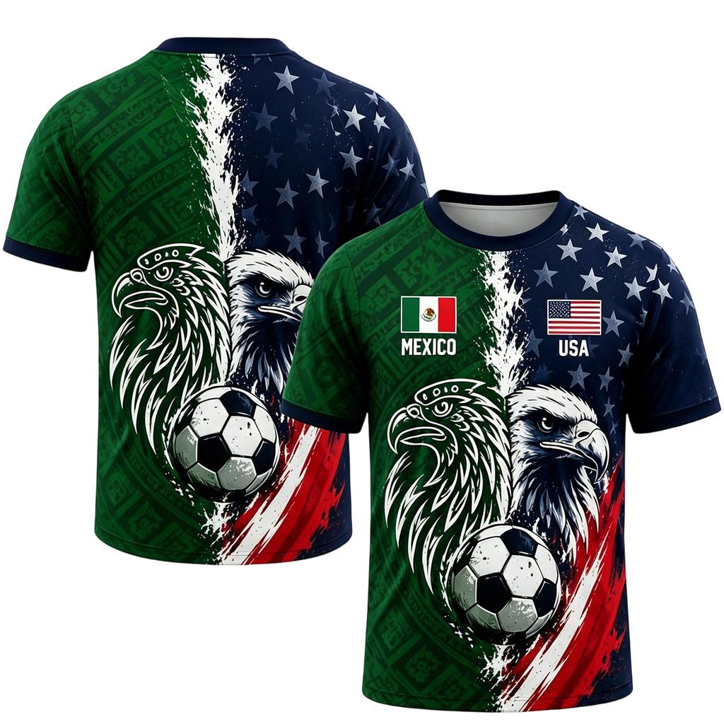 Men's Casual Printed Crew Neck Lightweight Breathable Short Sleeve T-Shirt Mexico Letter Design World Cup Style
