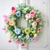 Spring and Easter Wreath Colorful Artificial Flowers Garland for Front Door 40 40 10cm Plastic Fabric Lightweight and Portable
