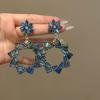 Orecchini a Bottone Geometrici Floreali con Strass Corte Europea Ago d'Argento - Accessori Lussuosi, alla Moda, Raffinati