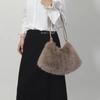 Effen Kleur Nepbont Hobo Tas Warme Dames Handtas Casual Pluizige Schoudertas Dagelijks