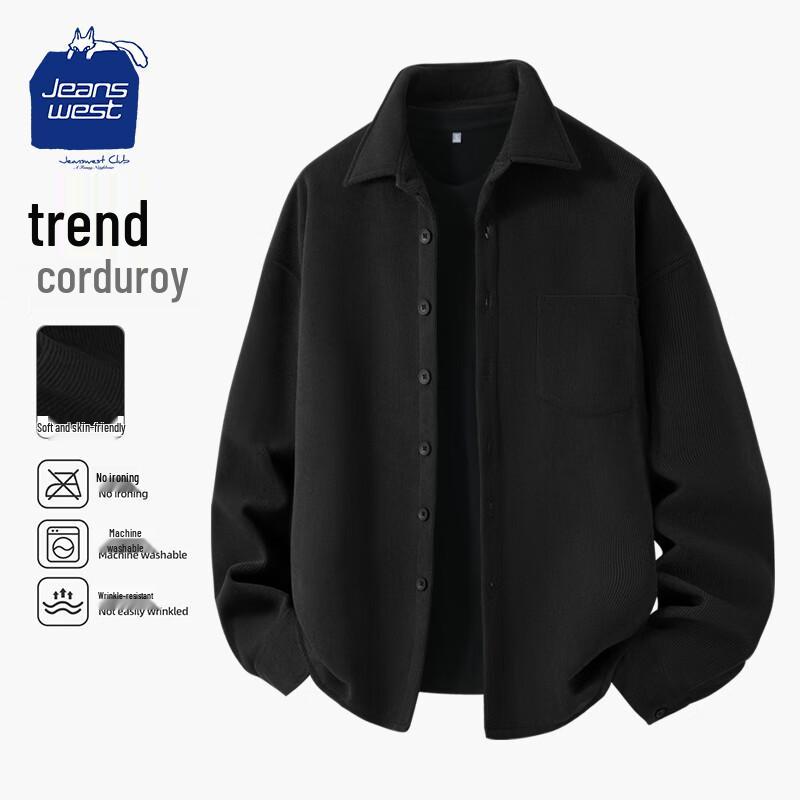 JEANSWEST CLUB Men s Fleece Lined Corduroy Long Sleeve Shirt M