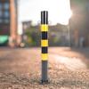 Safe Bollard Parking Bollard 30' H Steel Protective Professional Black and Yellow Accessory for Sidewalks Hotels Street lanes