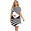 Elegante vestito t-shirt a maniche corte moda vacanza al mare abiti midi donna abbigliamento stampa 3D
