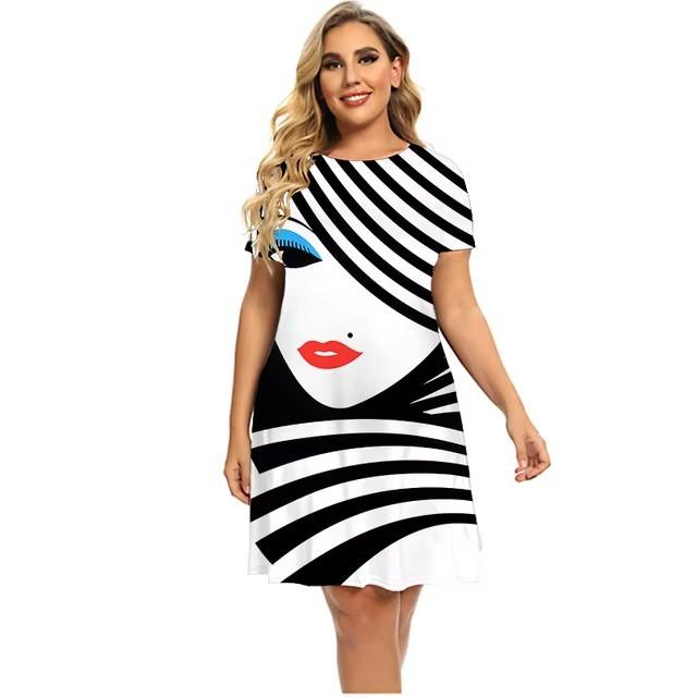 Elegante vestito t-shirt a maniche corte moda vacanza al mare abiti midi donna abbigliamento stampa 3D