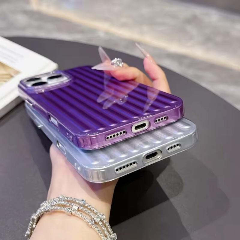 Ribbed Corrugated Suitcase Stripe Soft TPU Phone Case For Apple iPhone 17 Air 16 E 15 14 Plus 13 12 11 Pro Max Solid Color Cover