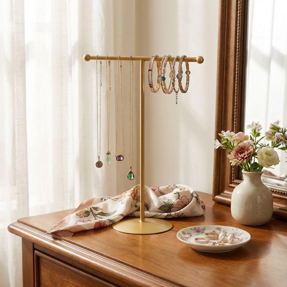 Metal Frame Jewelry Display Stand Horizontal Bar Jewelry Storage Rack  Counter Display