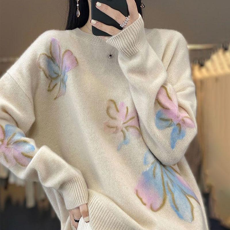 Sweater for Women Autumn Winter Thickened Pullover Warm Knitted Stretchy Long Sleeve Oversize Jumper Tops