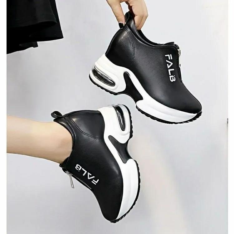 Podzimní a zimní dámské tenisky s platformou, klínkové tenisky, dámská obuv, ležérní dámská obuv, bílá obuv zvyšující výšku