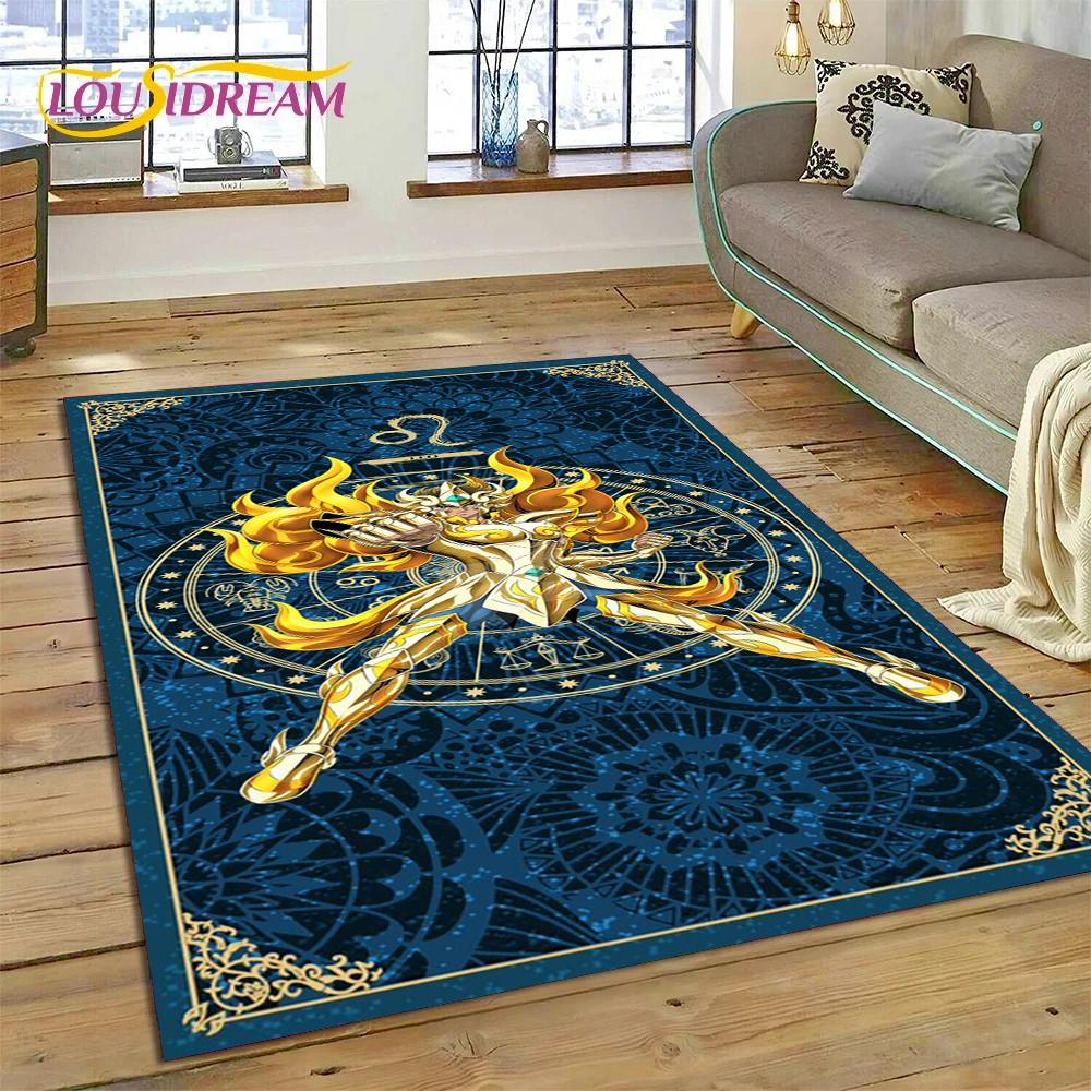 Cartoon Saint Seiya 3D Retro  Anime Rug Carpet for Living Room Bedroom Home Decor,Floor Mat Non-slip for Sofa Doormat Gift Kids