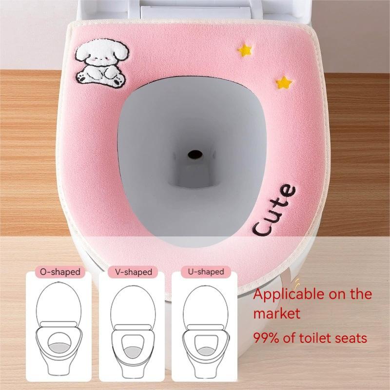 1PC Toilet Universal Seat Waterproof Thickened Soft Cushion Durable Plush Cute Warm Zippered 44cm