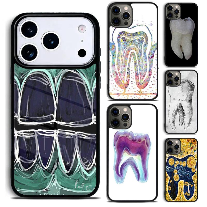 Dentist Tooth Pattern Phone Case For iPhone 17 16 15 14 13 12 11 Pro Max Plus 17Air Soft Silicone Cover