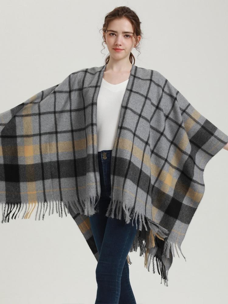 Luxury Design Imitation Cashmere Women Scarf Winter Plaid Poncho Tassel Wrap Shawl Capa Para Mujer Pashmina Chales Echarpe Hiver