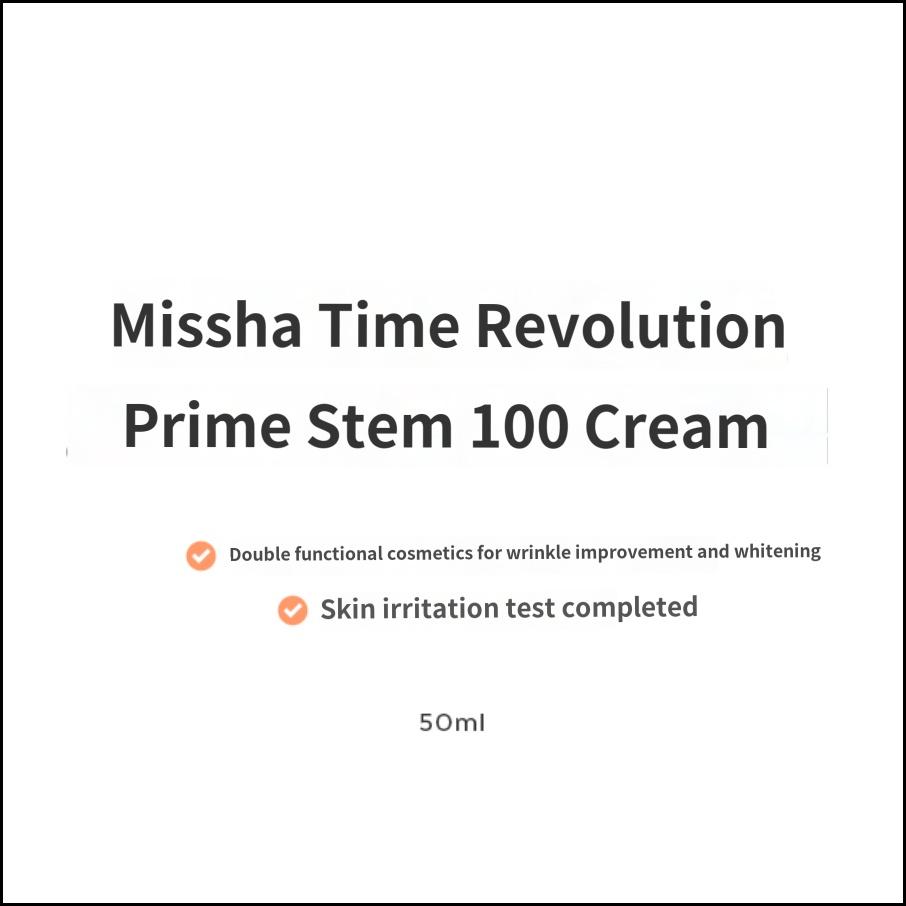 MISSHA Time Revolution Prime Stem 100 Crème 50ml Hydratant Fermeté Anti-Âge pour une Peau Jeune