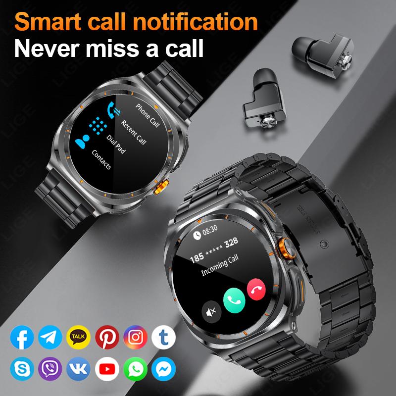 2 In 1 Smart Watch With Earbuds TWS Bluetooth Earphone Heart Rate Blood Pressure Sport Fitness Smartwatch Music Watch Men