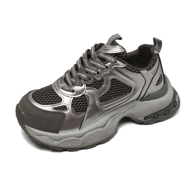 Thick-soled Heightening Dad Shoes for Women 2025 Autumn New Retro Color Matching Mesh Breathable and Versatile Casual Sports Shoes for Women