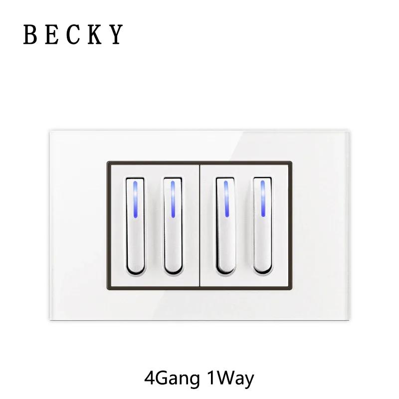 118 Type Piano Key White Tempered Glass Fashionable Switch Socket American British European Standard Universal Socket