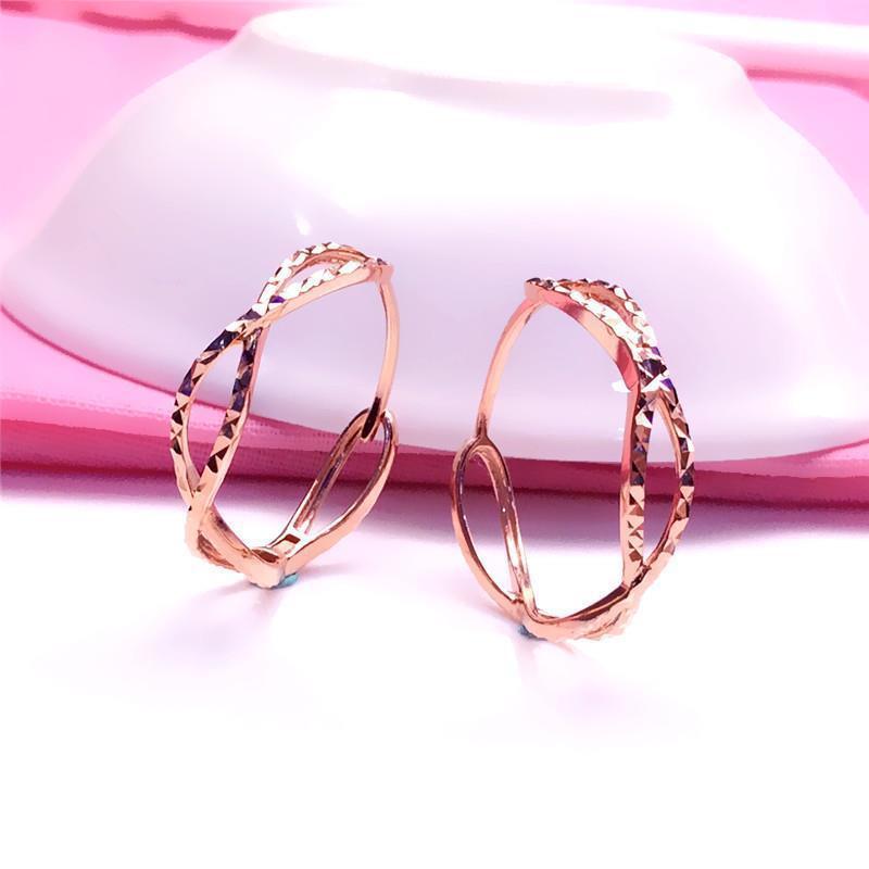 Purple Gold Hollow Circle Ears Simple Temperament Classic Rose Gold Plated Colored Gold Earrings