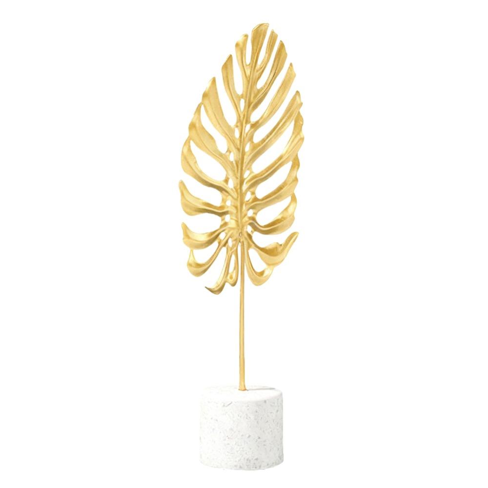 Gold Gold Metal Monsteras Leaf Table Decor  Entryway Console Table Decorative Piece S