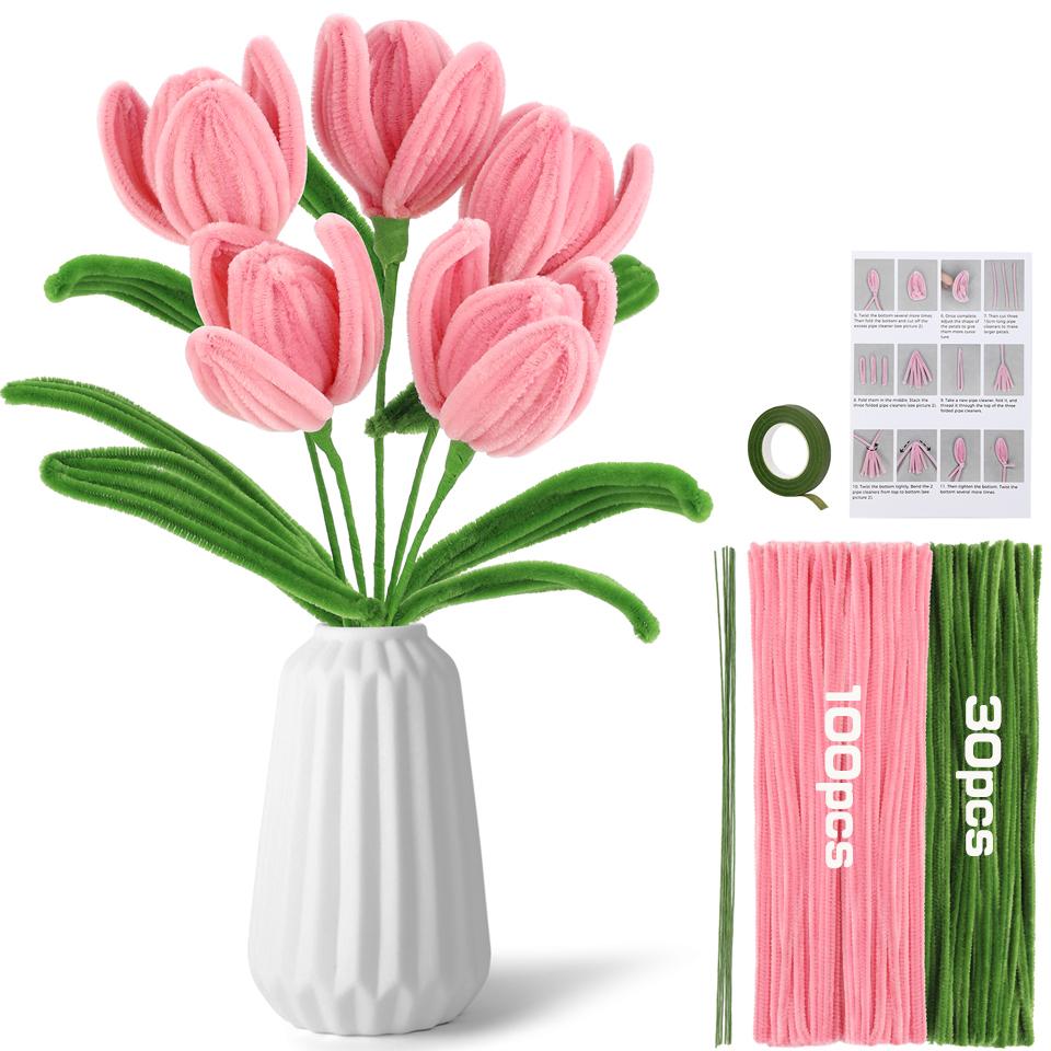 

Fenrry Pink Tulip Ершики для труб Товары для творчества с упаковочной бумагой Пошаговые видеоуроки по декорированию дома