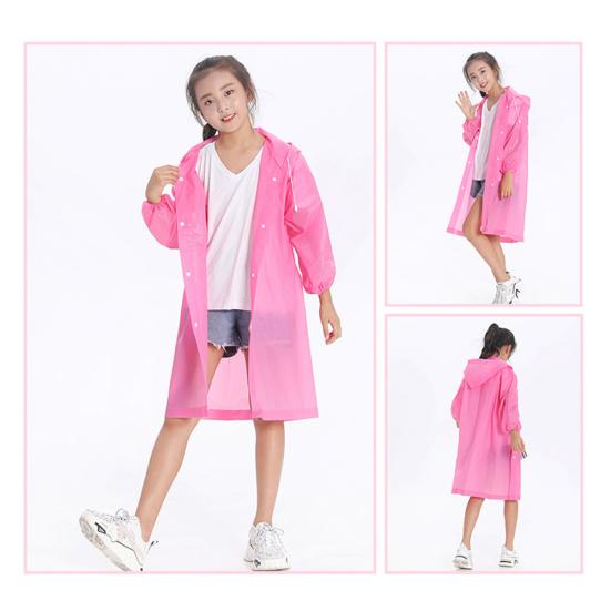 Kinder Regenmantel für Jungen und Mädchen, durchsichtig, mit Kapuze, EVA, lang, Regenschutz, Outdoor-Regenbekleidung